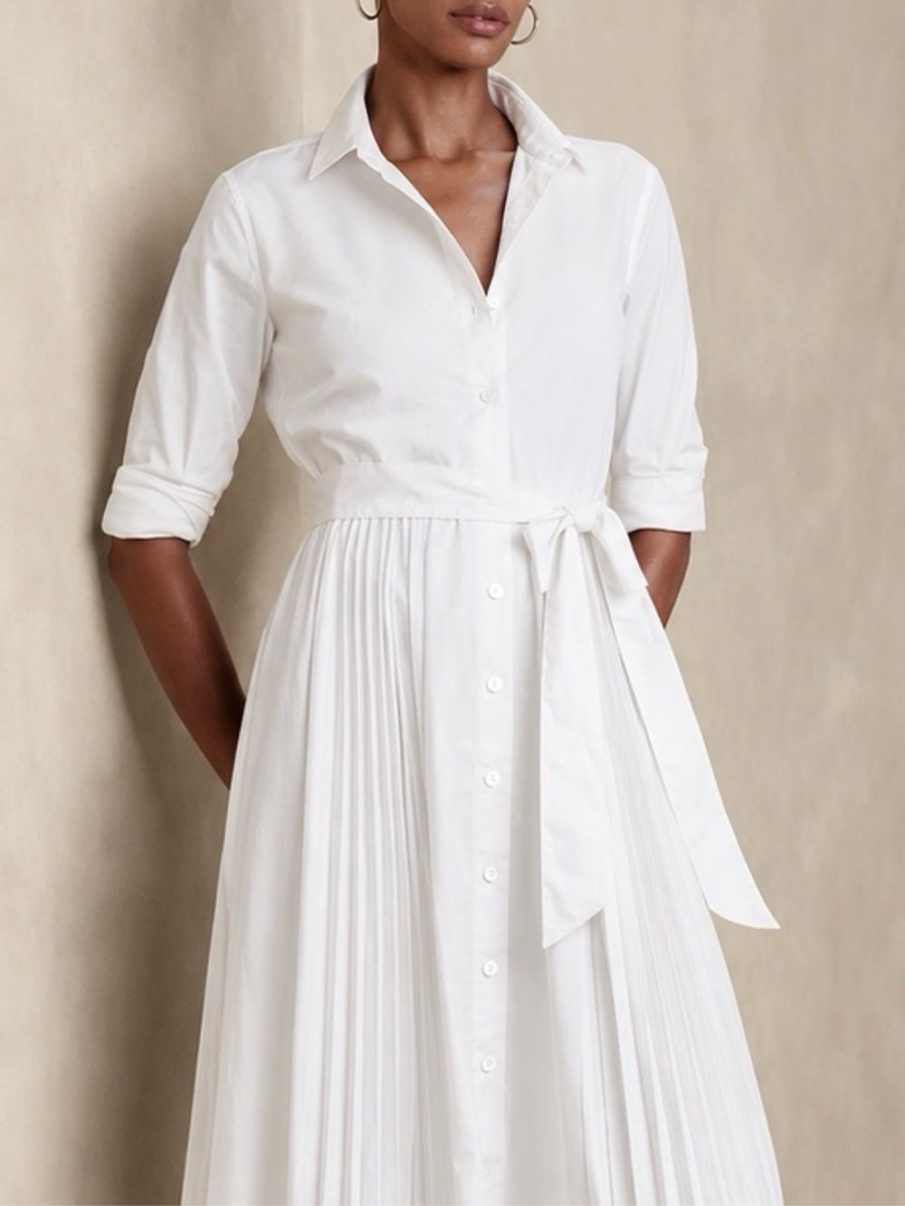 Banana Republic Factory PLEATED MIDI SHIRTDRESS